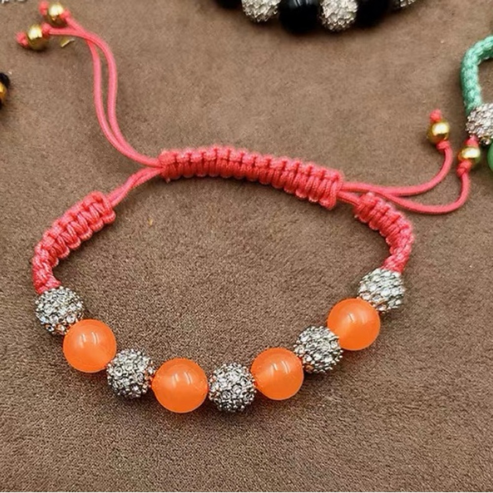 Juicy Couture Orange Silver Crystal Beads Friendship Adjustable Bracelet NWT